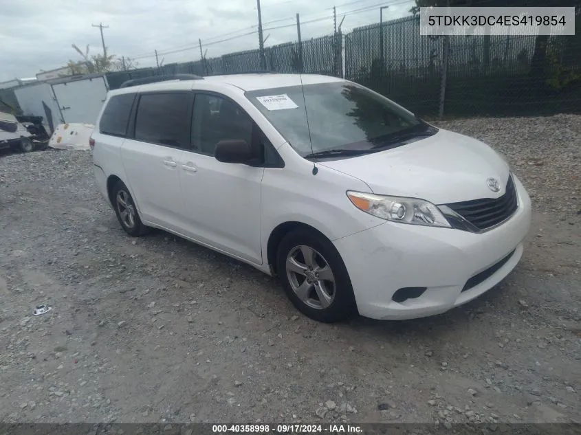 2014 Toyota Sienna Le V6 8 Passenger VIN: 5TDKK3DC4ES419854 Lot: 40358998