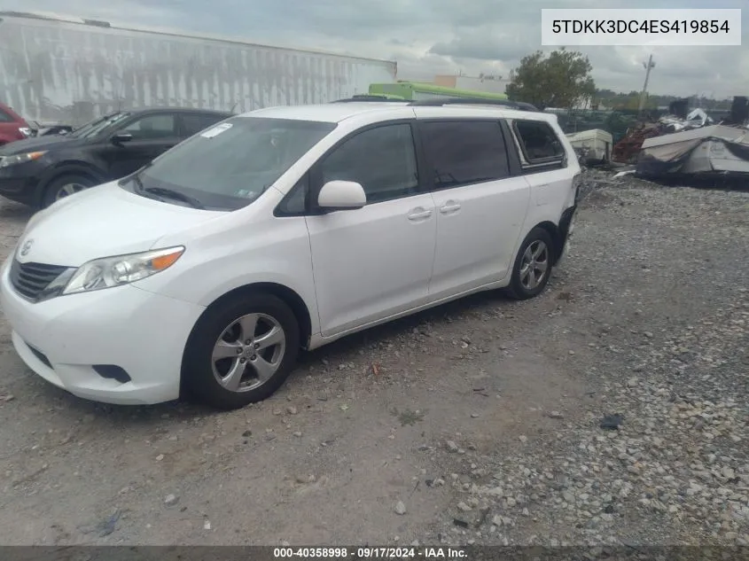 2014 Toyota Sienna Le V6 8 Passenger VIN: 5TDKK3DC4ES419854 Lot: 40358998