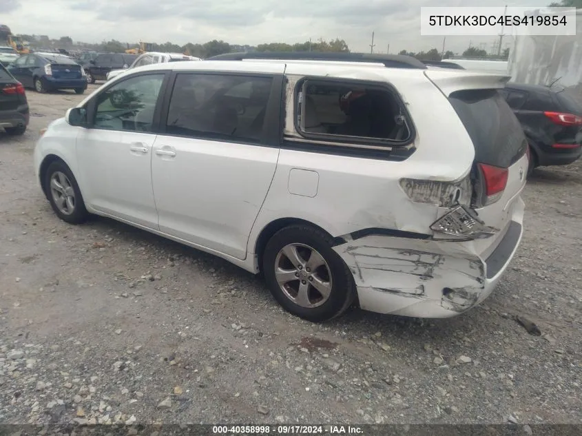 2014 Toyota Sienna Le V6 8 Passenger VIN: 5TDKK3DC4ES419854 Lot: 40358998