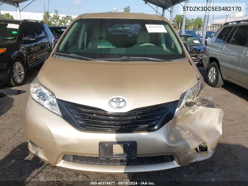 2014 Toyota Sienna VIN: 5TDZK3DC5ES482170 Lot: 40374577