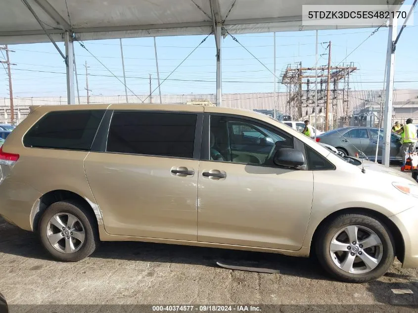 2014 Toyota Sienna VIN: 5TDZK3DC5ES482170 Lot: 40374577