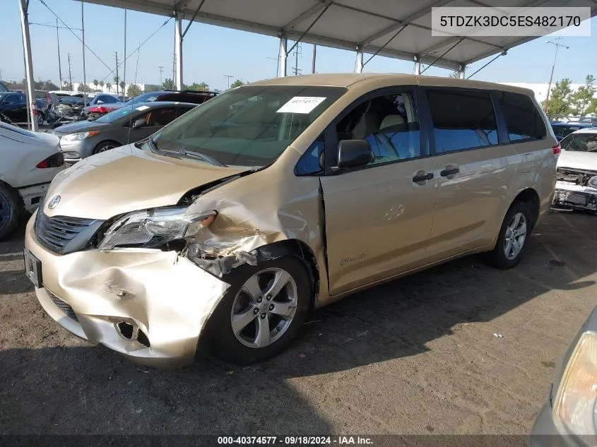 2014 Toyota Sienna VIN: 5TDZK3DC5ES482170 Lot: 40374577