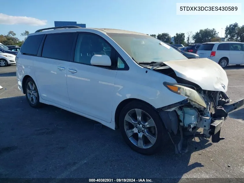 5TDXK3DC3ES430589 2014 Toyota Sienna Se 8 Passenger