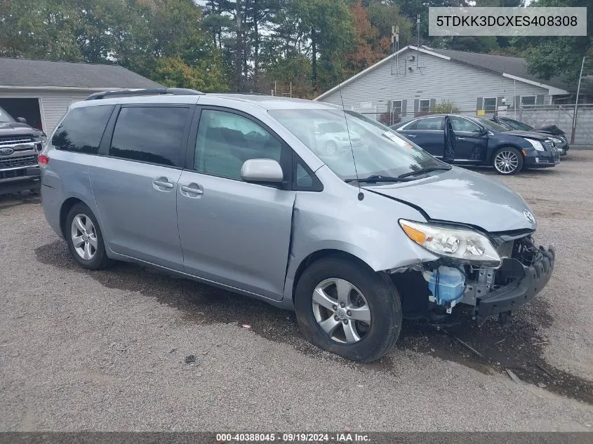 2014 Toyota Sienna Le V6 8 Passenger VIN: 5TDKK3DCXES408308 Lot: 40388045