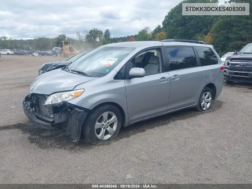 5TDKK3DCXES408308 2014 Toyota Sienna Le V6 8 Passenger