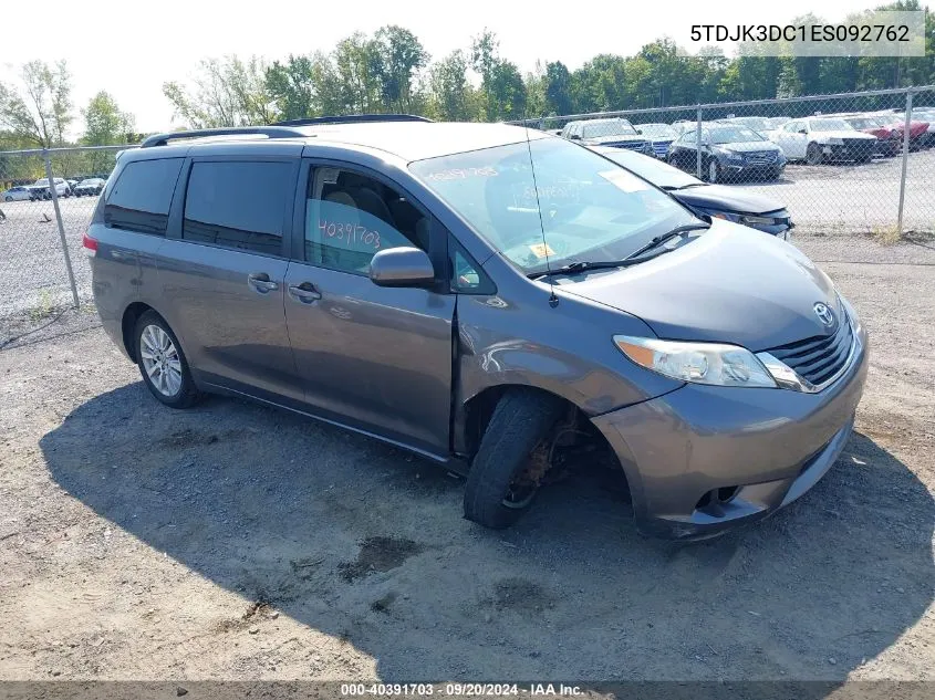 2014 Toyota Sienna Le 7 Passenger VIN: 5TDJK3DC1ES092762 Lot: 40391703