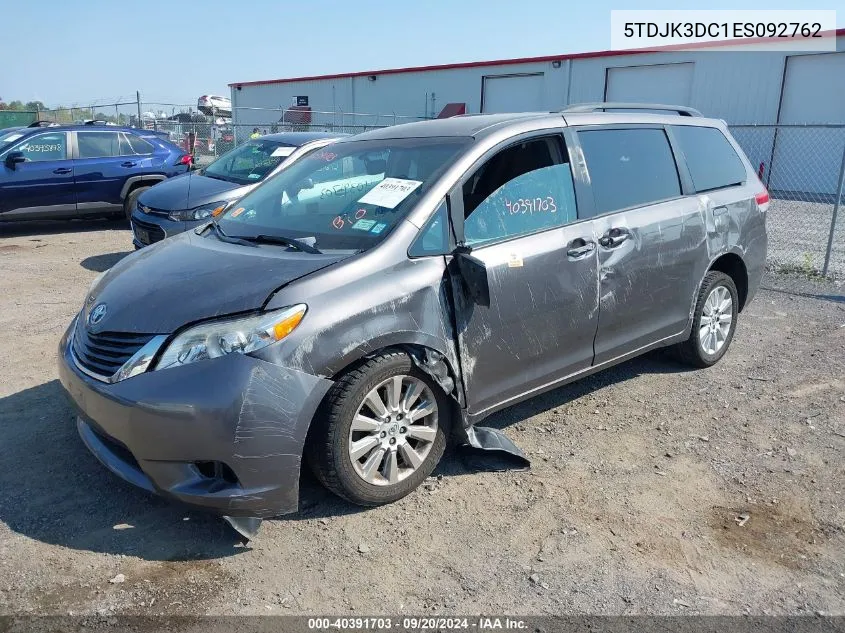 2014 Toyota Sienna Le 7 Passenger VIN: 5TDJK3DC1ES092762 Lot: 40391703