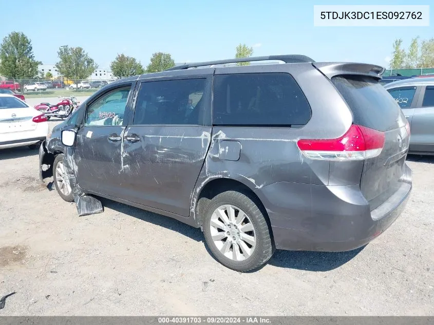 2014 Toyota Sienna Le 7 Passenger VIN: 5TDJK3DC1ES092762 Lot: 40391703