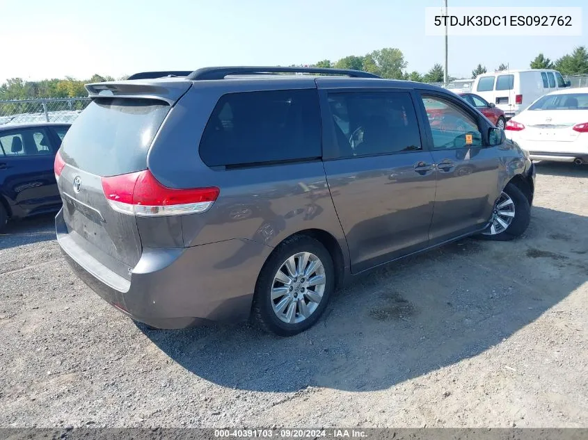 2014 Toyota Sienna Le 7 Passenger VIN: 5TDJK3DC1ES092762 Lot: 40391703