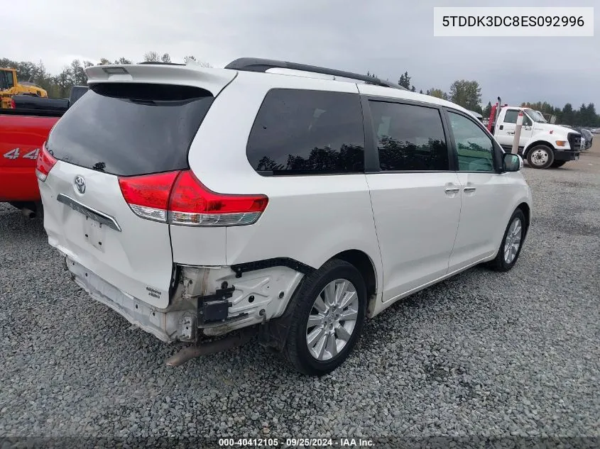 2014 Toyota Sienna Limited 7 Passenger VIN: 5TDDK3DC8ES092996 Lot: 40412105