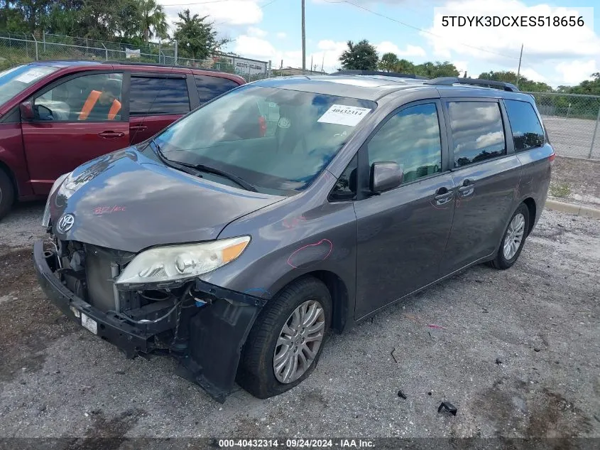 5TDYK3DCXES518656 2014 Toyota Sienna Xle V6 8 Passenger