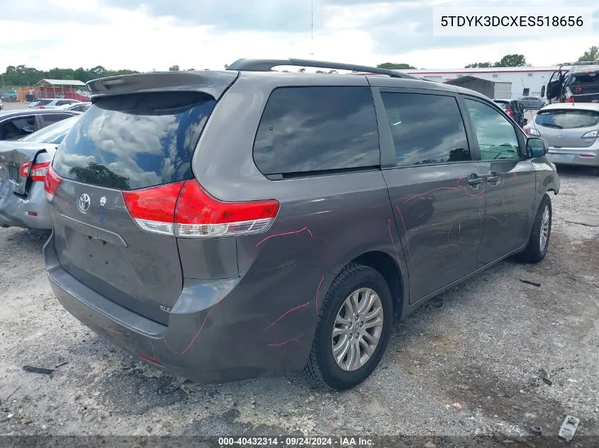 5TDYK3DCXES518656 2014 Toyota Sienna Xle V6 8 Passenger