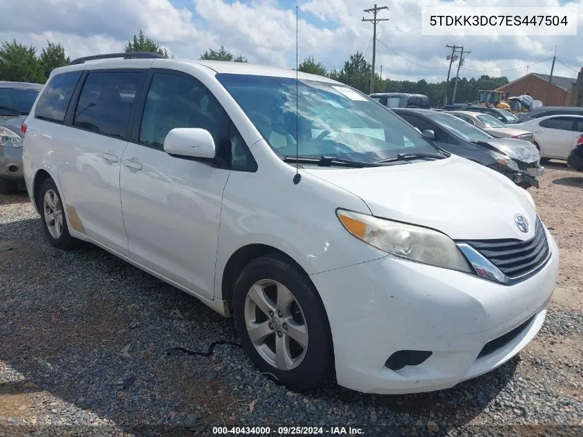 2014 Toyota Sienna Le V6 8 Passenger VIN: 5TDKK3DC7ES447504 Lot: 40434000