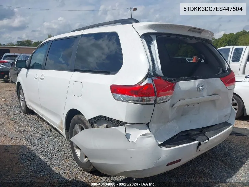 2014 Toyota Sienna Le V6 8 Passenger VIN: 5TDKK3DC7ES447504 Lot: 40434000