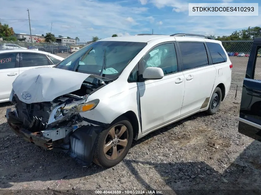 2014 Toyota Sienna Le V6 8 Passenger VIN: 5TDKK3DC0ES410293 Lot: 40443659