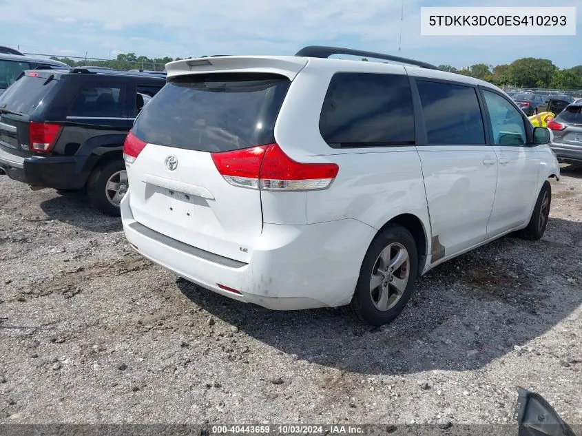 5TDKK3DC0ES410293 2014 Toyota Sienna Le V6 8 Passenger