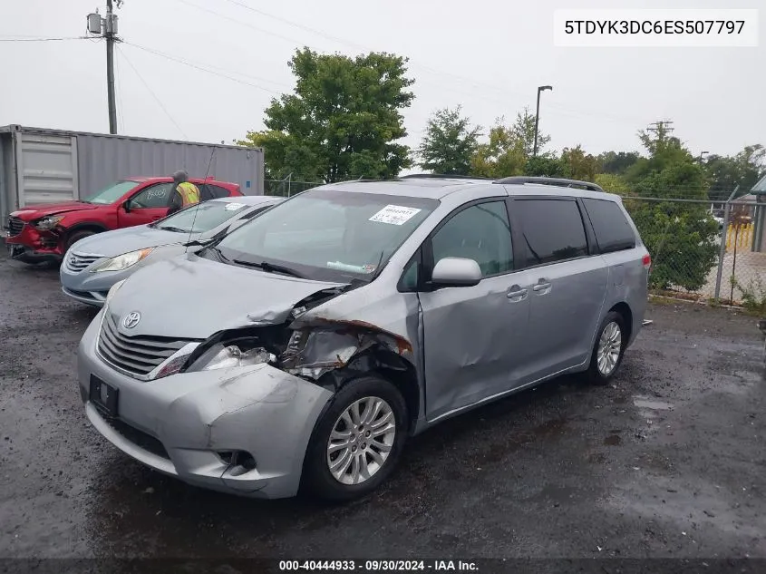 2014 Toyota Sienna Xle V6 8 Passenger VIN: 5TDYK3DC6ES507797 Lot: 40444933