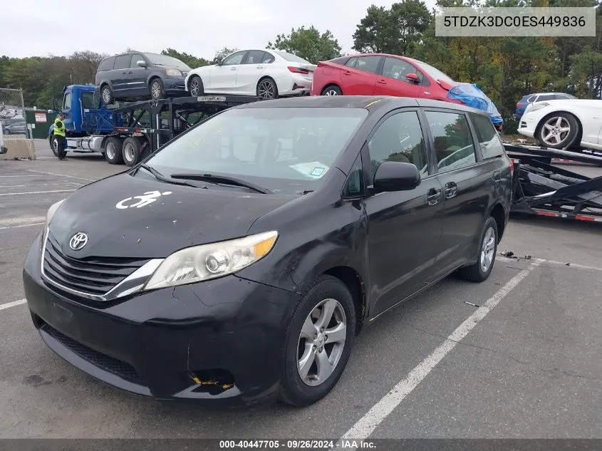 2014 Toyota Sienna VIN: 5TDZK3DC0ES449836 Lot: 40447705