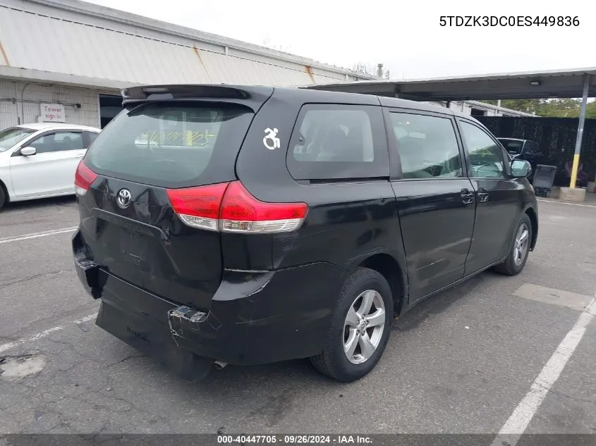 2014 Toyota Sienna VIN: 5TDZK3DC0ES449836 Lot: 40447705