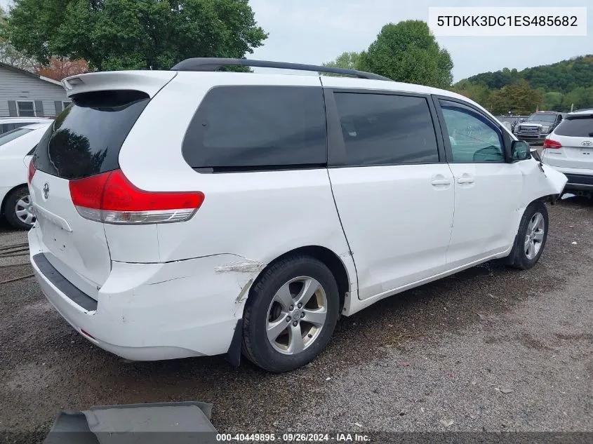 2014 Toyota Sienna Le V6 8 Passenger VIN: 5TDKK3DC1ES485682 Lot: 40449895