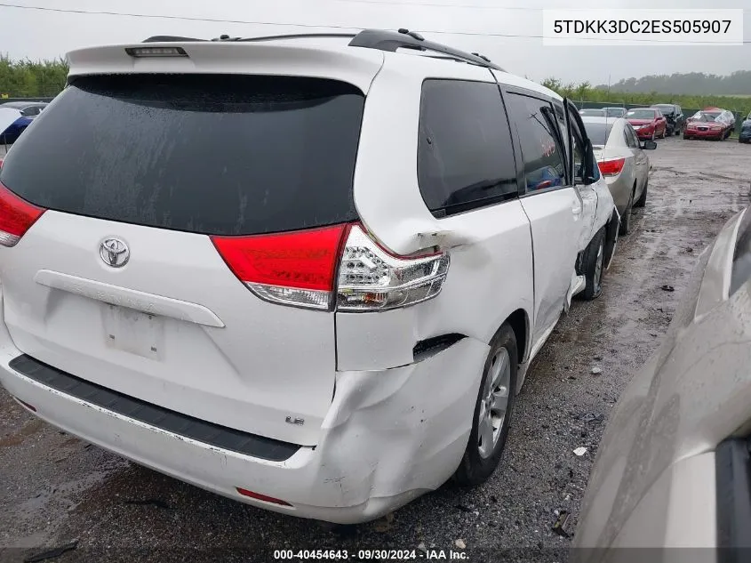 5TDKK3DC2ES505907 2014 Toyota Sienna Le