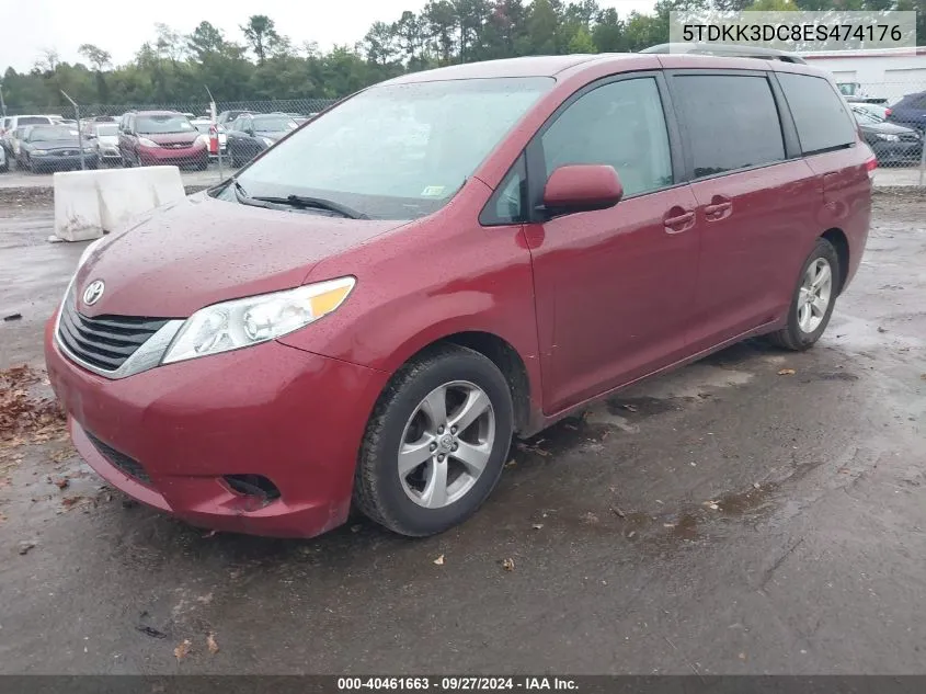 2014 Toyota Sienna Le V6 8 Passenger VIN: 5TDKK3DC8ES474176 Lot: 40461663