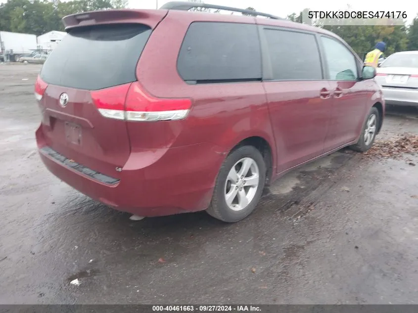 5TDKK3DC8ES474176 2014 Toyota Sienna Le V6 8 Passenger