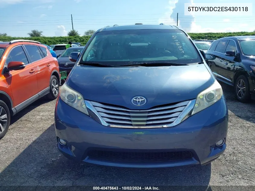 5TDYK3DC2ES430118 2014 Toyota Sienna Limited V6 7 Passenger