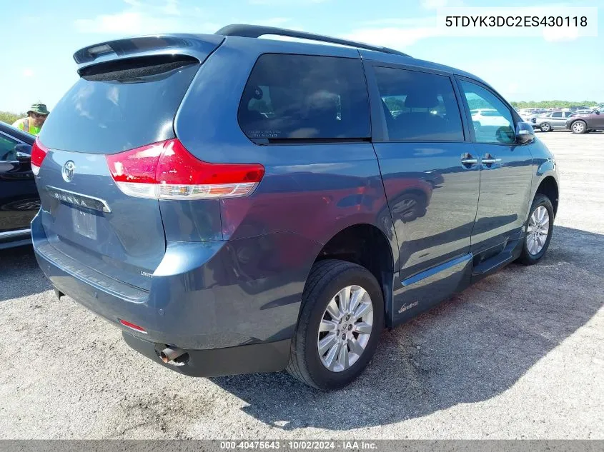 5TDYK3DC2ES430118 2014 Toyota Sienna Limited V6 7 Passenger