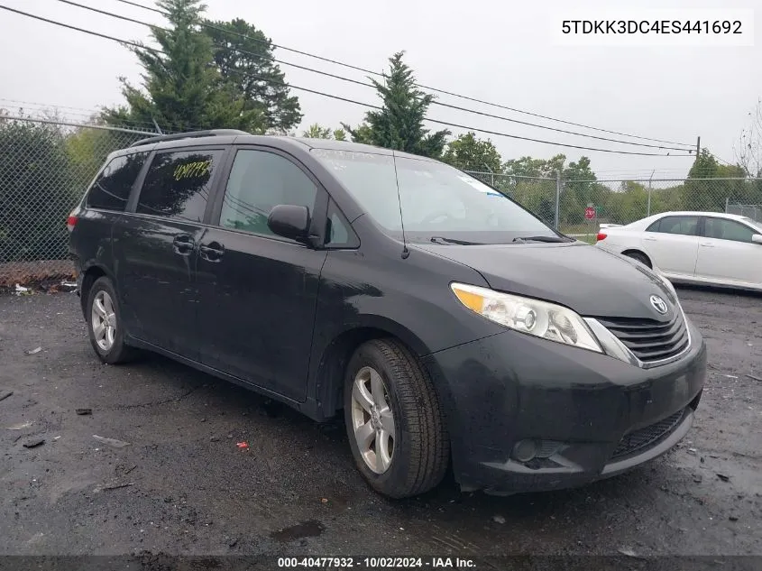 2014 Toyota Sienna Le V6 8 Passenger VIN: 5TDKK3DC4ES441692 Lot: 40477932