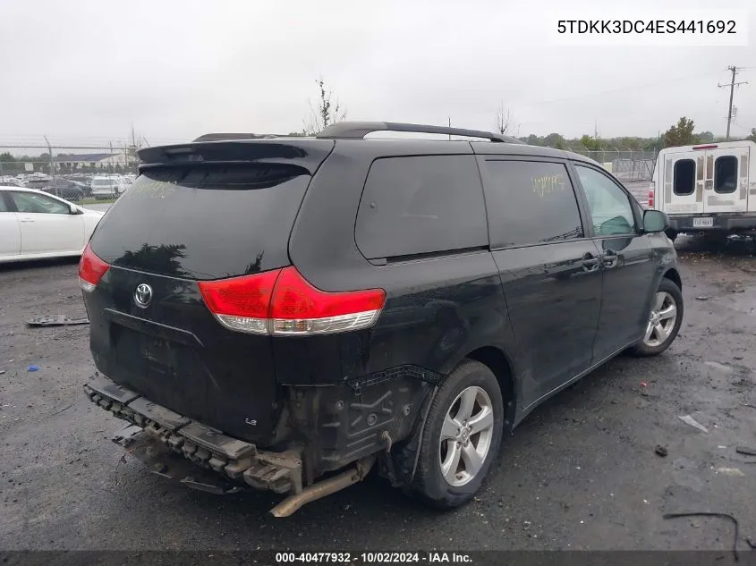 5TDKK3DC4ES441692 2014 Toyota Sienna Le V6 8 Passenger