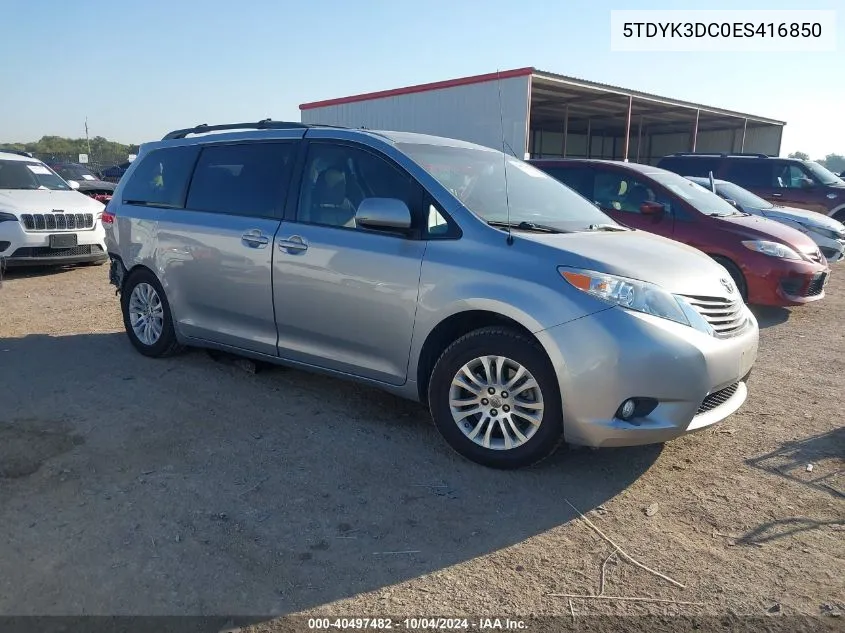 2014 Toyota Sienna Xle V6 8 Passenger VIN: 5TDYK3DC0ES416850 Lot: 40497482