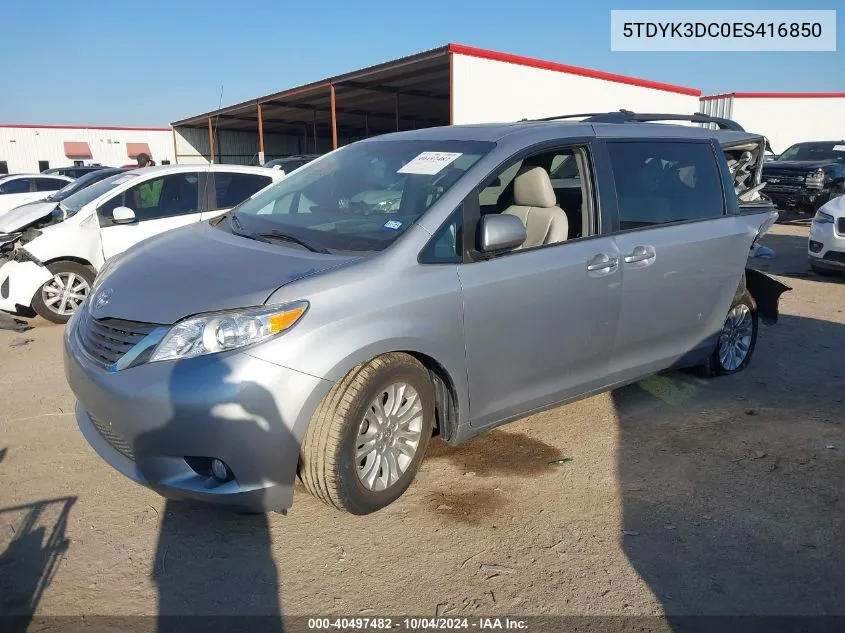 2014 Toyota Sienna Xle V6 8 Passenger VIN: 5TDYK3DC0ES416850 Lot: 40497482