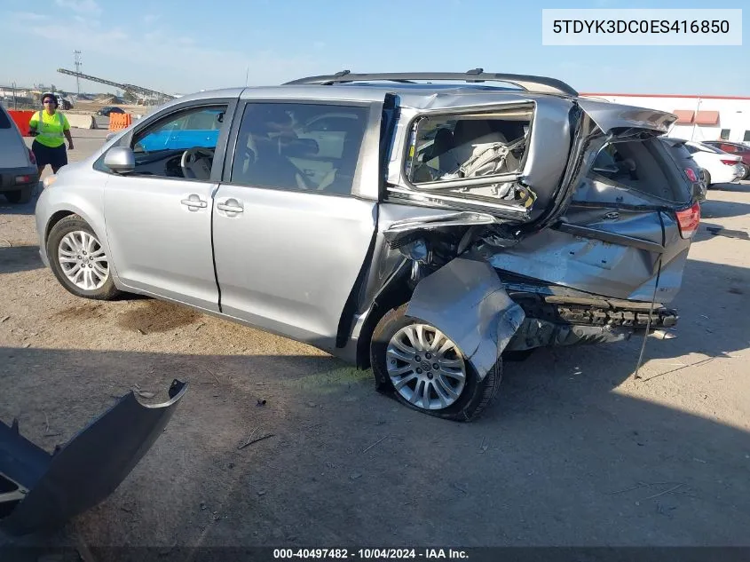 2014 Toyota Sienna Xle V6 8 Passenger VIN: 5TDYK3DC0ES416850 Lot: 40497482