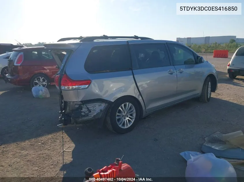 2014 Toyota Sienna Xle V6 8 Passenger VIN: 5TDYK3DC0ES416850 Lot: 40497482