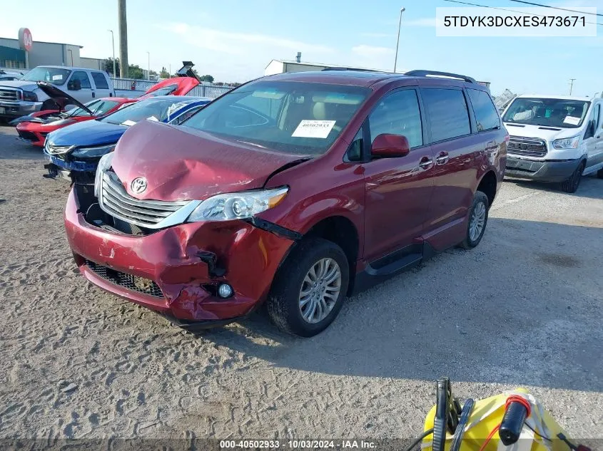 5TDYK3DCXES473671 2014 Toyota Sienna Xle V6 8 Passenger