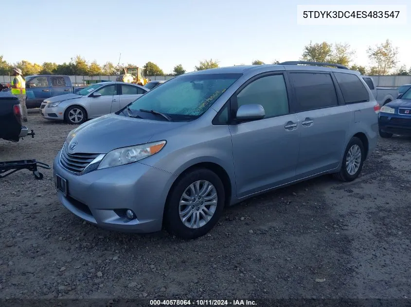 2014 Toyota Sienna Xle V6 8 Passenger VIN: 5TDYK3DC4ES483547 Lot: 40578064