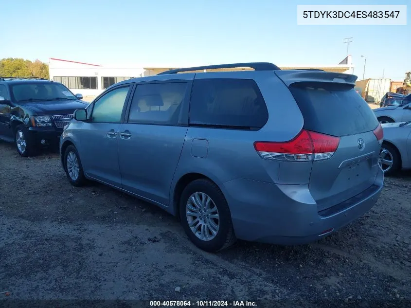 2014 Toyota Sienna Xle V6 8 Passenger VIN: 5TDYK3DC4ES483547 Lot: 40578064