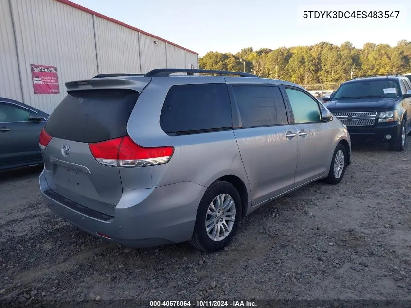 2014 Toyota Sienna Xle V6 8 Passenger VIN: 5TDYK3DC4ES483547 Lot: 40578064