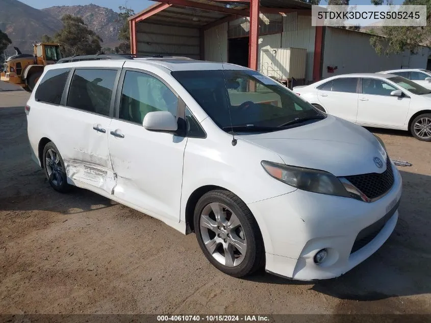 2014 Toyota Sienna Se 8 Passenger VIN: 5TDXK3DC7ES505245 Lot: 40610740