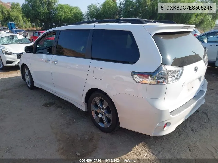 5TDXK3DC7ES505245 2014 Toyota Sienna Se 8 Passenger