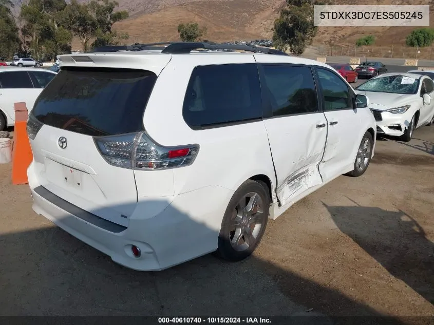 5TDXK3DC7ES505245 2014 Toyota Sienna Se 8 Passenger