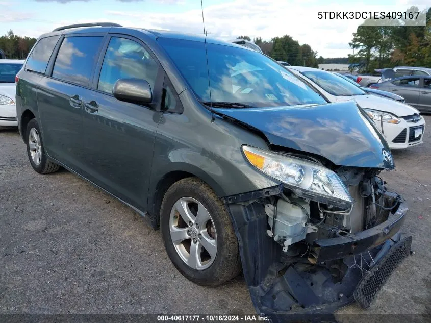 2014 Toyota Sienna Le V6 8 Passenger VIN: 5TDKK3DC1ES409167 Lot: 40617177