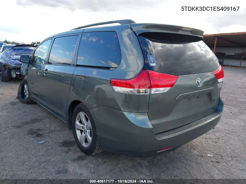 2014 Toyota Sienna Le V6 8 Passenger VIN: 5TDKK3DC1ES409167 Lot: 40617177