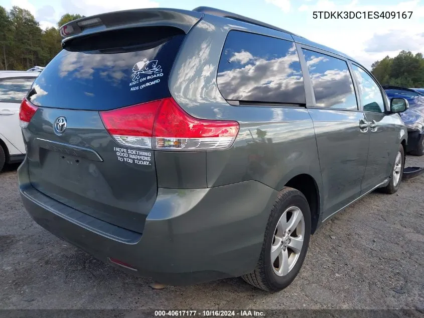 2014 Toyota Sienna Le V6 8 Passenger VIN: 5TDKK3DC1ES409167 Lot: 40617177