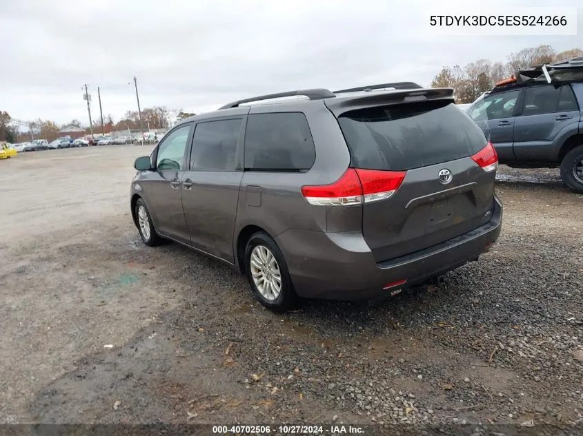 2014 Toyota Sienna Xle V6 8 Passenger VIN: 5TDYK3DC5ES524266 Lot: 40702506