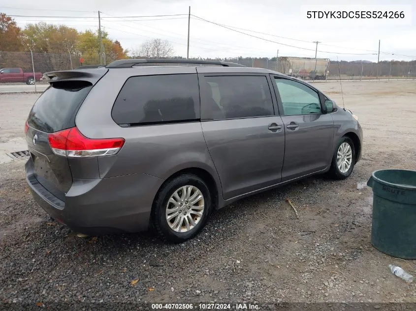 2014 Toyota Sienna Xle V6 8 Passenger VIN: 5TDYK3DC5ES524266 Lot: 40702506