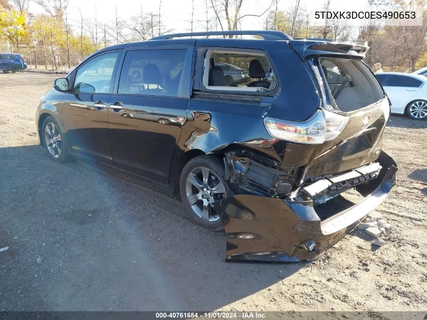 2014 Toyota Sienna Se 8 Passenger VIN: 5TDXK3DC0ES490653 Lot: 40761684