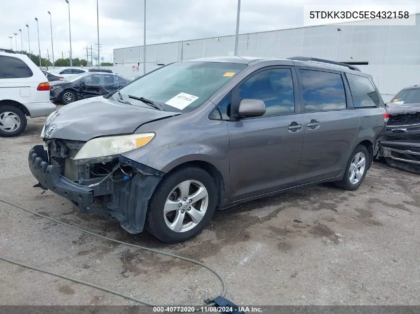 2014 Toyota Sienna Le V6 8 Passenger VIN: 5TDKK3DC5ES432158 Lot: 40772020