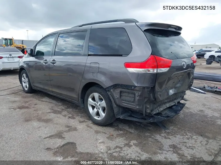 2014 Toyota Sienna Le V6 8 Passenger VIN: 5TDKK3DC5ES432158 Lot: 40772020